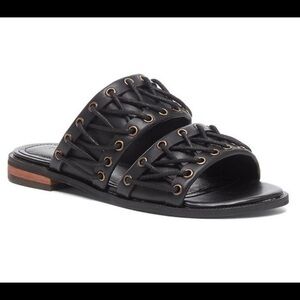 NIB-Kelsi Dagger Black Leather Sandals